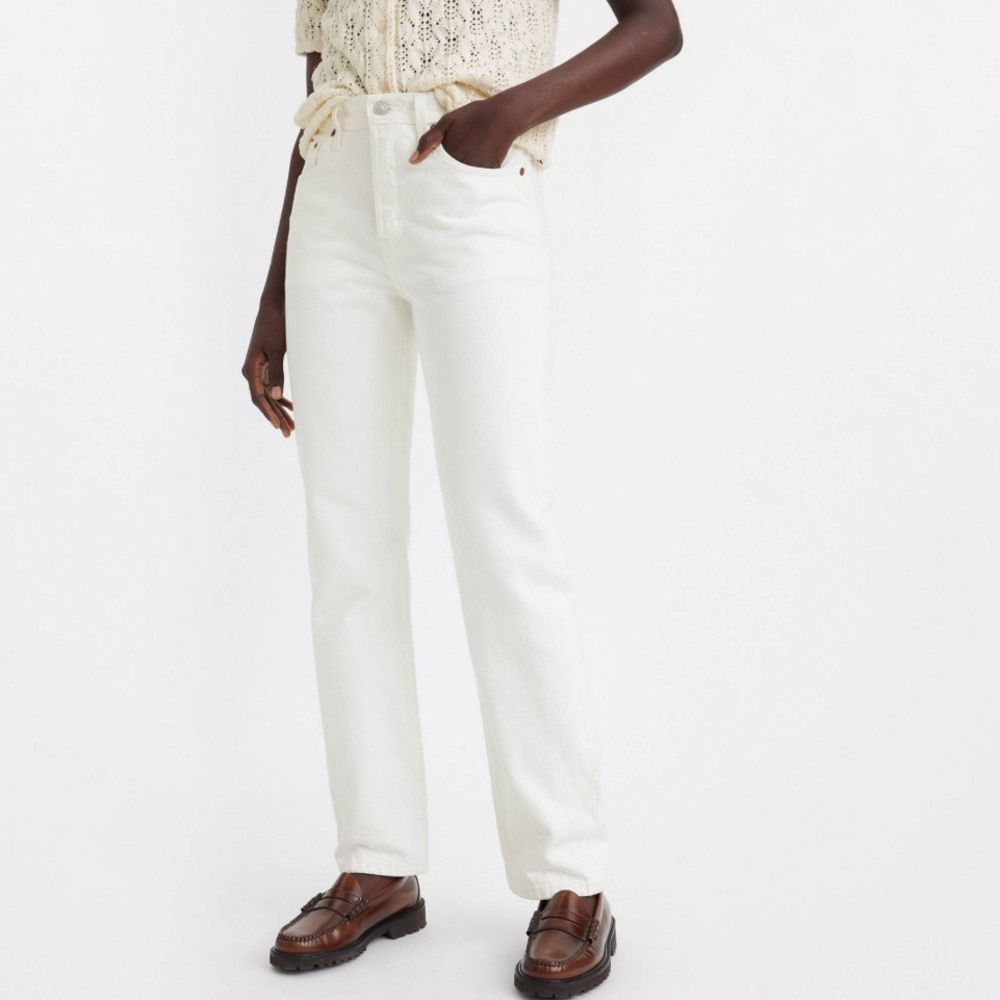Levi’s 501 straight white jeans